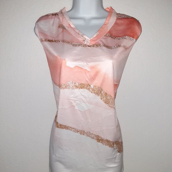 Peach Top Sz XL * Counterparts Pull-on Capris * Sz 16 * Tan & White Pinstripe * - Picture 8 of 9